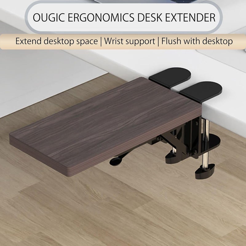 WITPOCE OUGIC Ergonomics Desk Extender Tray, 11.8"x5.9" Punch-Free Clamp on, Foldable Keyboard Drawer Tray, Table Mount Arm Wrist Rest Shelf, Computer Elbow Arm Support - Image 2